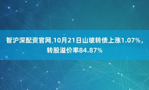 智沪深配资官网 10月21日山玻转债上涨1.07%,转股溢价率84.87%